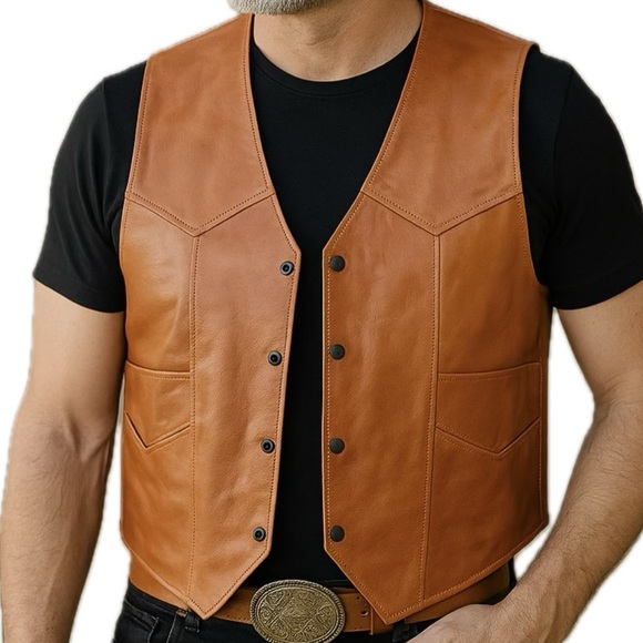 Genuine Leather Other - Men’s Genuine Leather Vest XXL – Western Classic Style